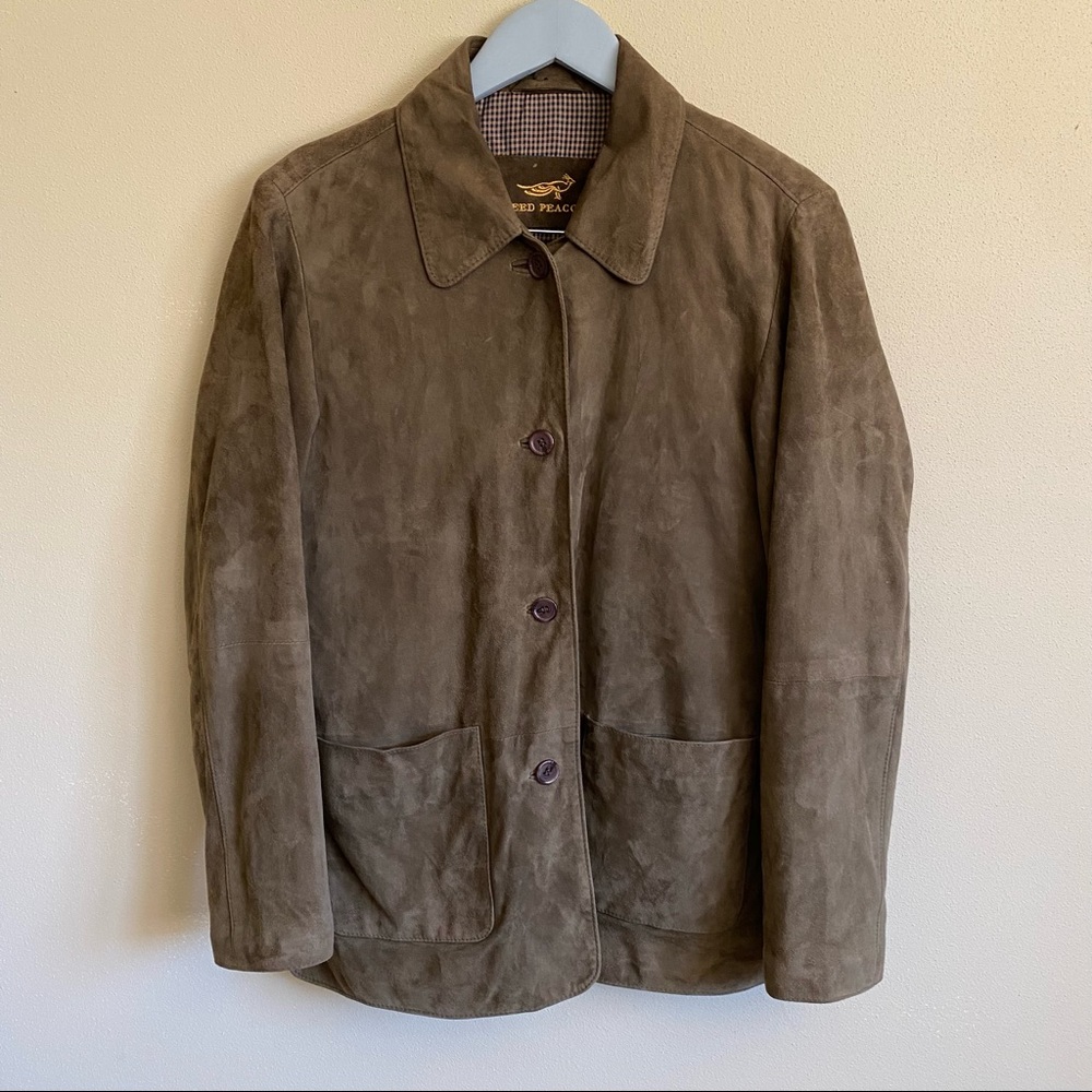 Tweed Peacock (Peter Millar) Brown Suede Leather Jacket Size Medium